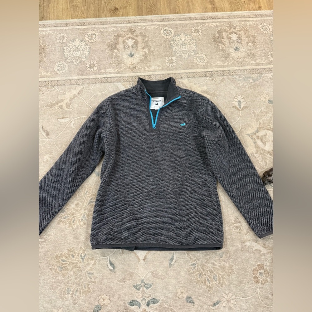 Southern Marsh Charcoal and Aqua Knit Pullover